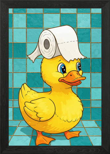 Duck with toilet paper - toilet, hat