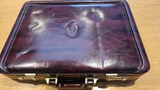 Vintage Amiet Briefcase Attache Case Brown Burgundy Leather Combination Lock