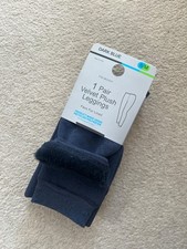 NEW Primark Velvet Plush Leggings Faux Fur Lined Size S/M Dark Blue