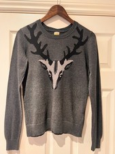 HOBBS Ladies Cotton Mix & Angora Grey Stag  Jumper Sweater UK 10