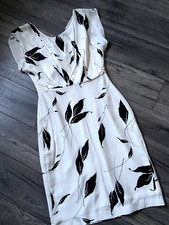UNTOLD IVORY & BLACK BOW BACK SILK DRESS SIZE UK 10 BNWT