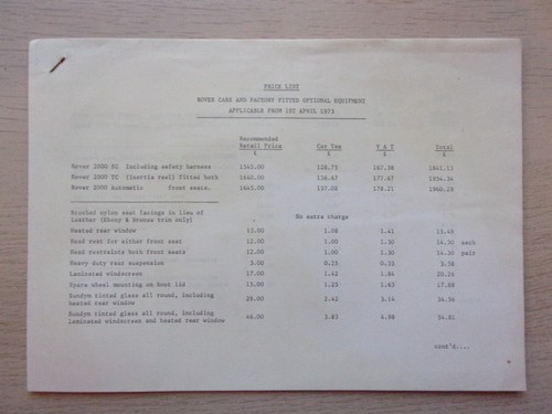 Rover cars orig 1973 - rover,