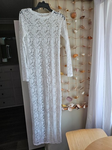 White maxi lace long sleeve - maxi,