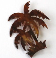 Vintage early plastic faux tortoiseshell palm trees brooch