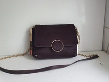 ZARA WOMAN PURPLE DESIGNER WOMENS FUR LEATHER CROSSBODY TOTE EVENING HANDBAG