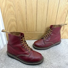 Dr Martens Doc Vintage Made in England Red Burgundy Leather Boots Size UK 7
