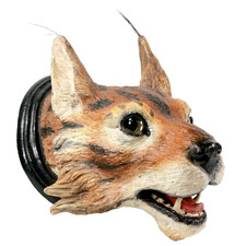 Austrian Pottery Cat Trophy Taxidermy Mask Terracotta L24cm Circa 1890