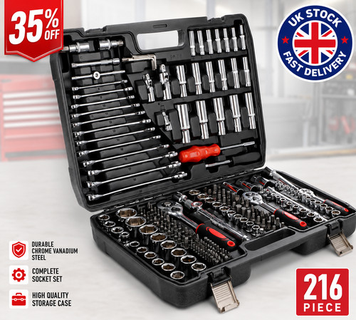 216pc socket set 8 - set, 1/4
