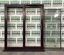 USED UPVC PATIO DOORS SLIDING EXTERNAL EXTERIOR BROWN DOIBLE GLAZED SLIDERS