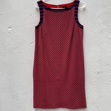 Ann Taylor Sheath Dress Womens Small Red Blue Chains Rope Classic Luxury Sleeve