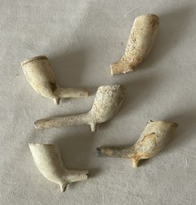 Job Lot 5 Partial Antique / Vintage Clay Smoking Pipes Bowls / Stems #199-529