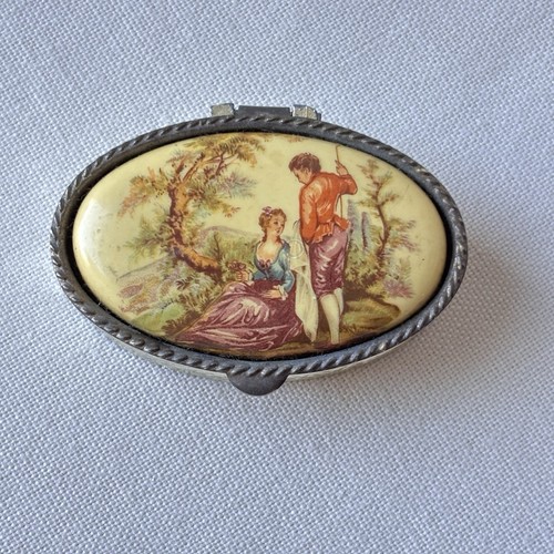 Vintage oval pill box - oval,