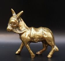 Small Vintage Solid Brass Donkey Ornament - Perfect Display Piece Paperweight