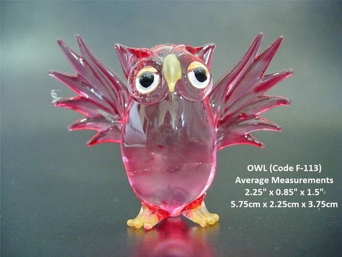 Glass owl red curio - glass,