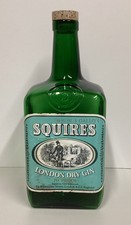Vintage Squires London Dry Gin 1/2 Half Gallon Optic Green Glass Bottle - EMPTY