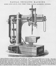 LOWRY & CO Salford Radial Drilling Machine Antique Engineering Print 1874
