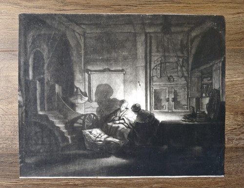 Atmospheric mezzotint print - mezzotint,