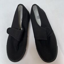 MIRAK UNISEX TOP FASTENING BLACK FABRIC SCHOOL PLIMSOLLS SIZE 3 - NEVER WORN