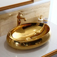 Bathroom Gold Oval Ceramic Pop