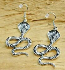 Cobra Snake Silver Effect Dangle Hook Earrings 4cm x 2.5cm NEW