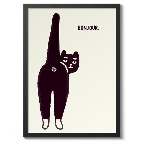 Bonjour typography print - bonjour,