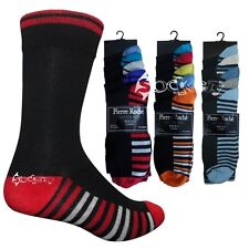5 Pack Mens Cotton Rich Stripe Designer Socks Shoe Size 6-11 Colour Heel Toe