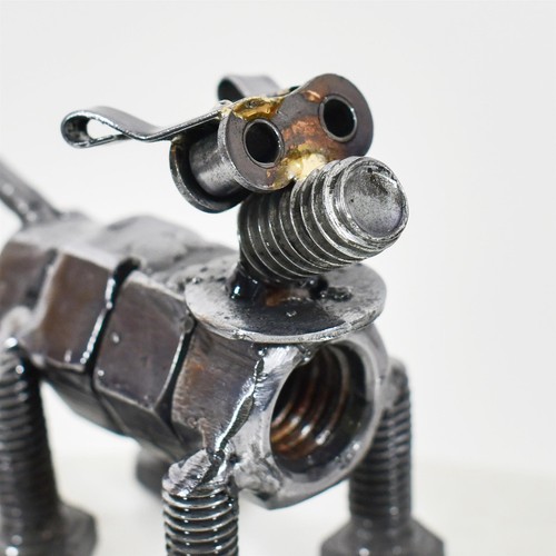 Handmade recycled metal dog - handmade,