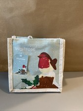 Waitrose Christmas Tote Bags with Robin and Holly Design New with Tags x 2 BNWT