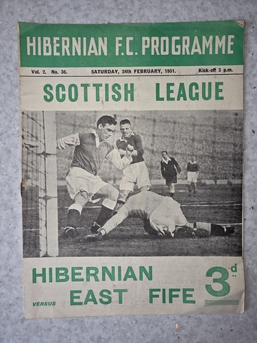 Hibernian programme 1951 v - hibernian,