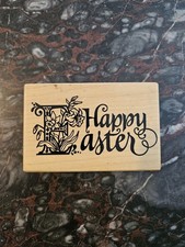 PSX G-1281 1999 Happy Easter Rubber Stamp Wooden Handle