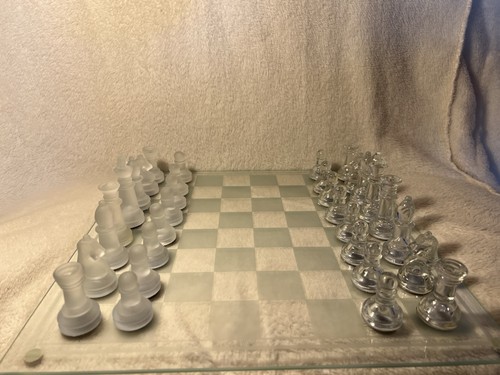 Frosted glass chess board set - glass,