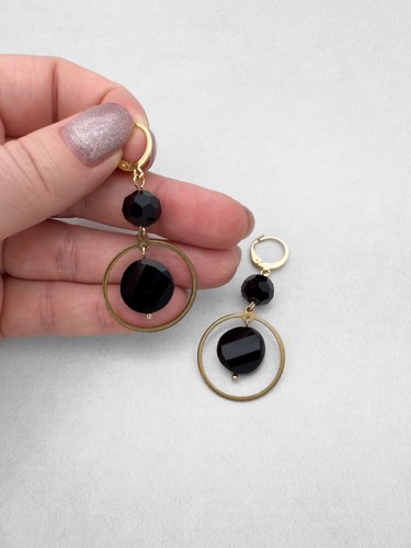 Black beads gold - black,