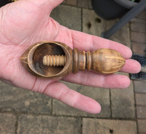 Vintage wood carved nut - vintage,