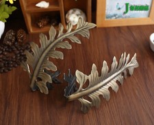 2X Big Leaf Curtain Tie Back Hold Backs Holder Brass Tassel Hooks Gold Bronze