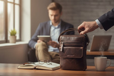 Rowallan of Scotland Small Brown Leather Crossbody Bag - Multiple Pockets 2913
