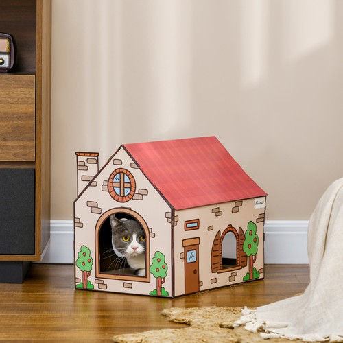 Cat scratcher house with - cat,