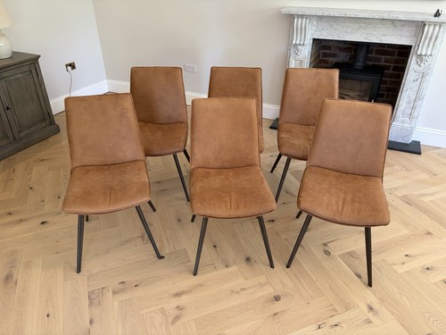Brown leather effect dining - leather,