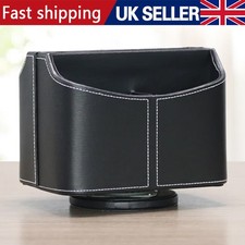 Black TV DVD PU Leather Remote Control Holder Rotating Caddy for 5 Remotes