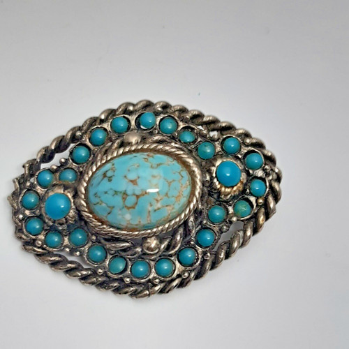 Vintage silver tone brooch - tone,