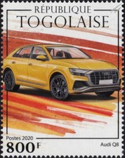 AUDI Q8 Mid-Size Luxury Crossover SUV Car Automobile Stamp (2020 Togo)