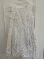Bonpoint Girls White Embroidery Flower Dress 100% Cotten 8 Years