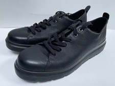ECCO Ladies Black Leather Trainers UK 6.5 - 7 Casual Lace Up Shoe Chunky Sole
