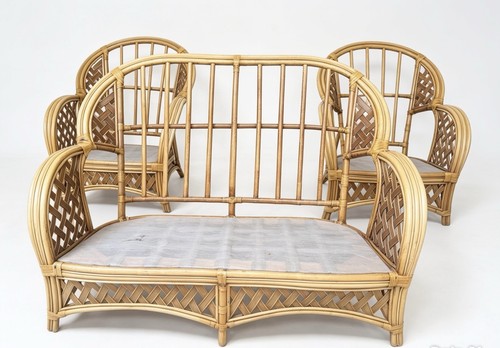 Vintage bamboo and rattan sofa - and,
