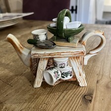 PORTMEIRION BOTANIC GARDEN ONE CUP GARDENERS BENCH MINIATURE TEAPOT