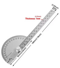 Stainless Steel Angle Ruler 180° Protractor Round Finder Arm Measuring Tool NEW