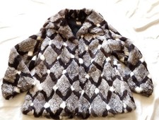 Rabbit Fur Coat Gray White