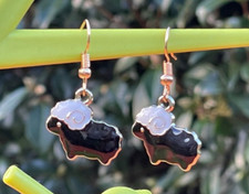 ENAMEL black SHEEP EARRINGS gold plated ear wire  kawaii cute cool
