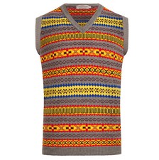 Mens Knitted Fairisle Tanktop Jumper Vest Vintage The beatles Sweater 60s 70s