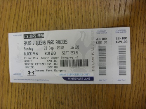 2012 ticket tottenham - 23/09/2012,