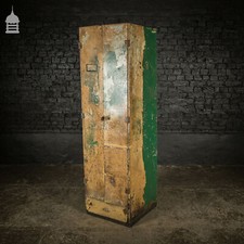 Vintage Metal Workshop Cabinet Cupboard with Shelves and Two Drawers